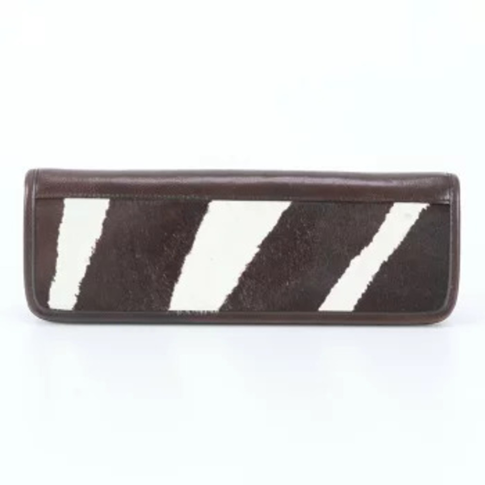 Saint Laurent Calfskin Leather Clutch Bag Brown